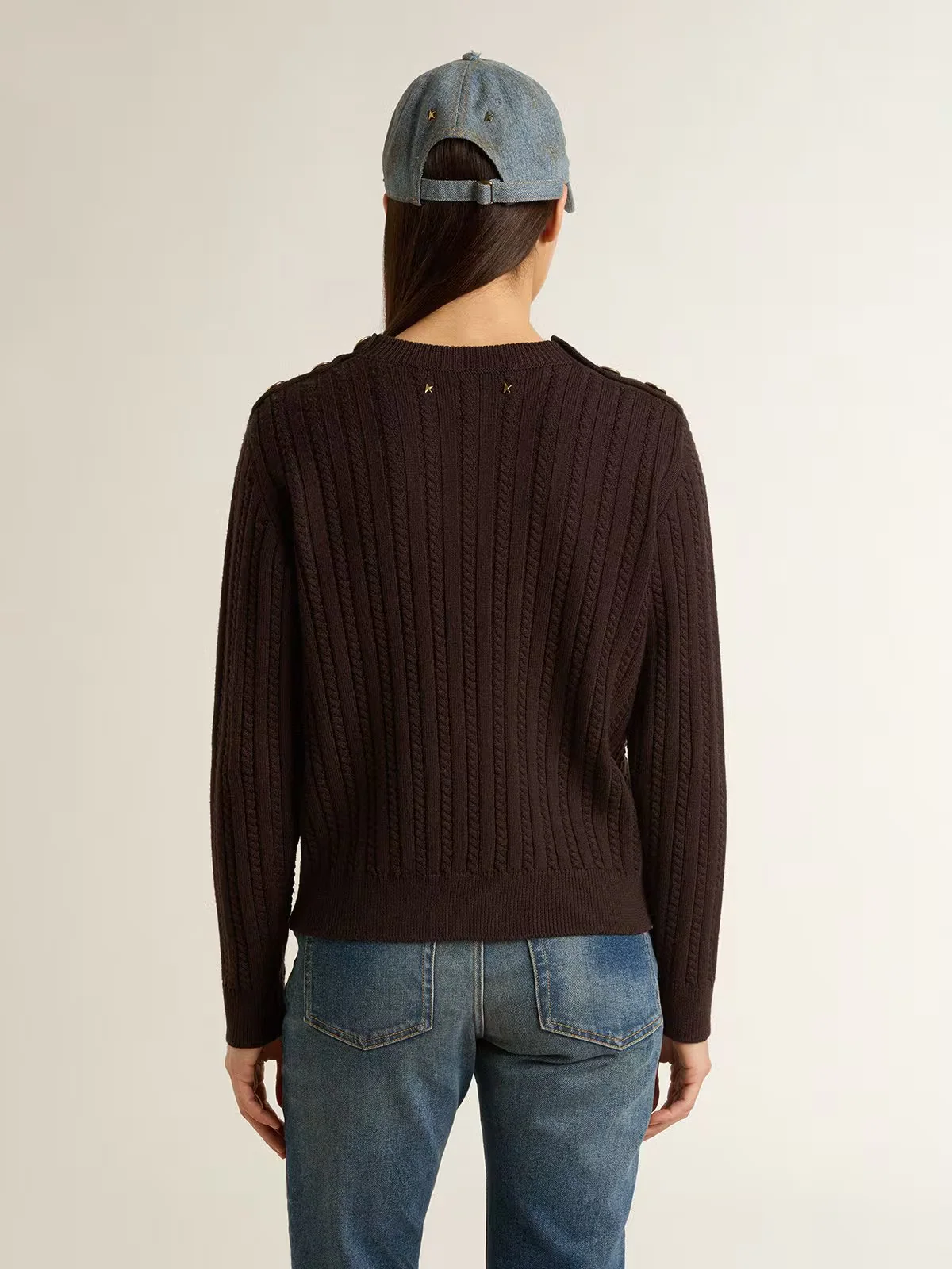 Jersey Journey Knit Shoulder Botton Wool Cable Mujer - Image 4