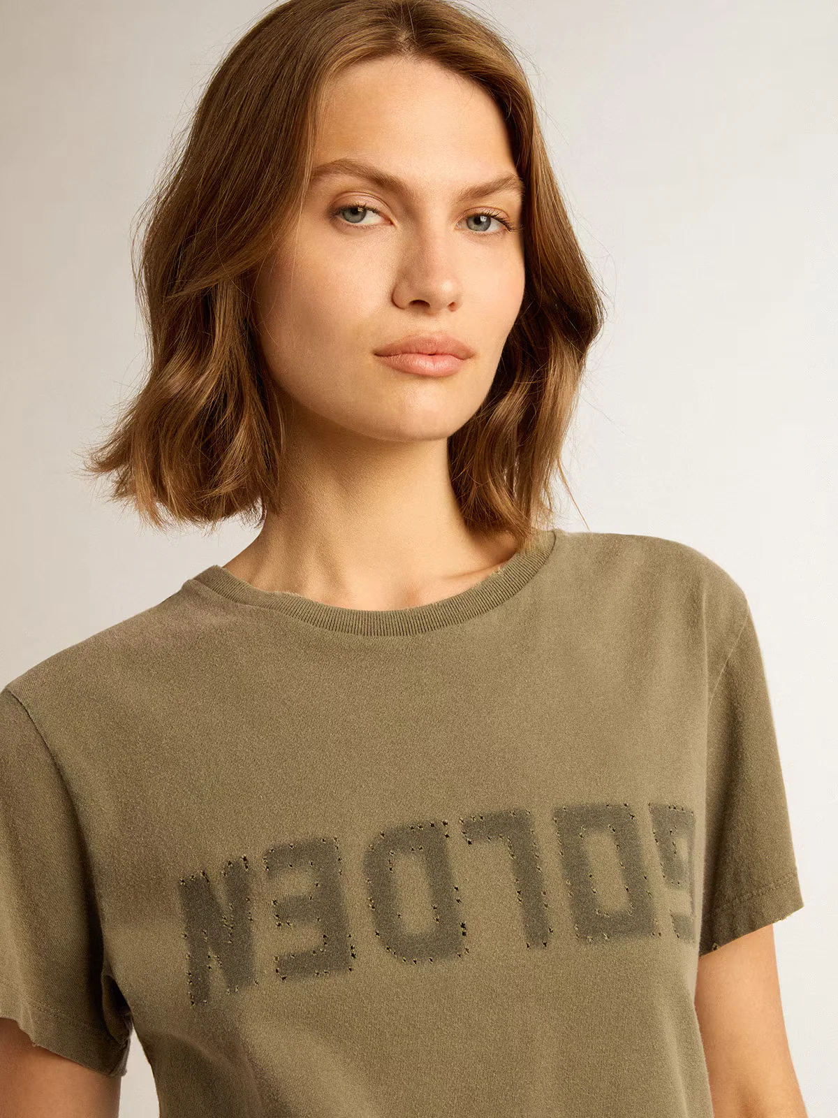 T-Shirt Golden W Slim Dist Cotton Jersey With Logo Mujer - Image 2