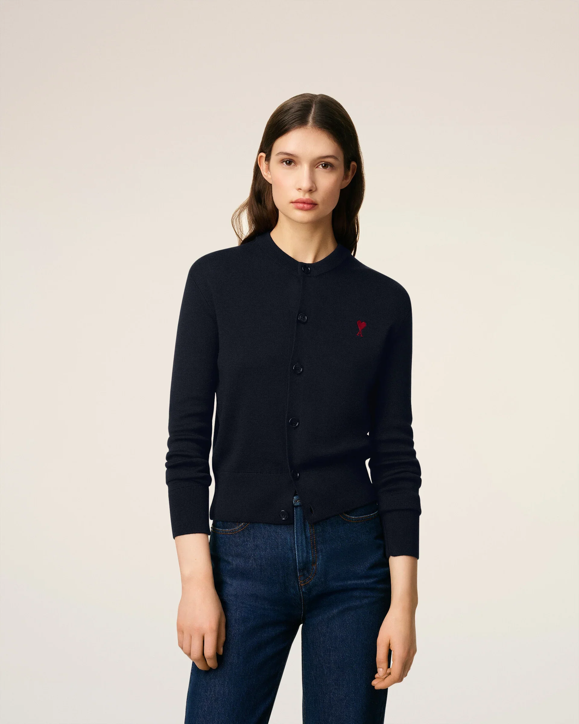 Cardigan Crewneck With Contrasted Ami De Coeur - Image 6