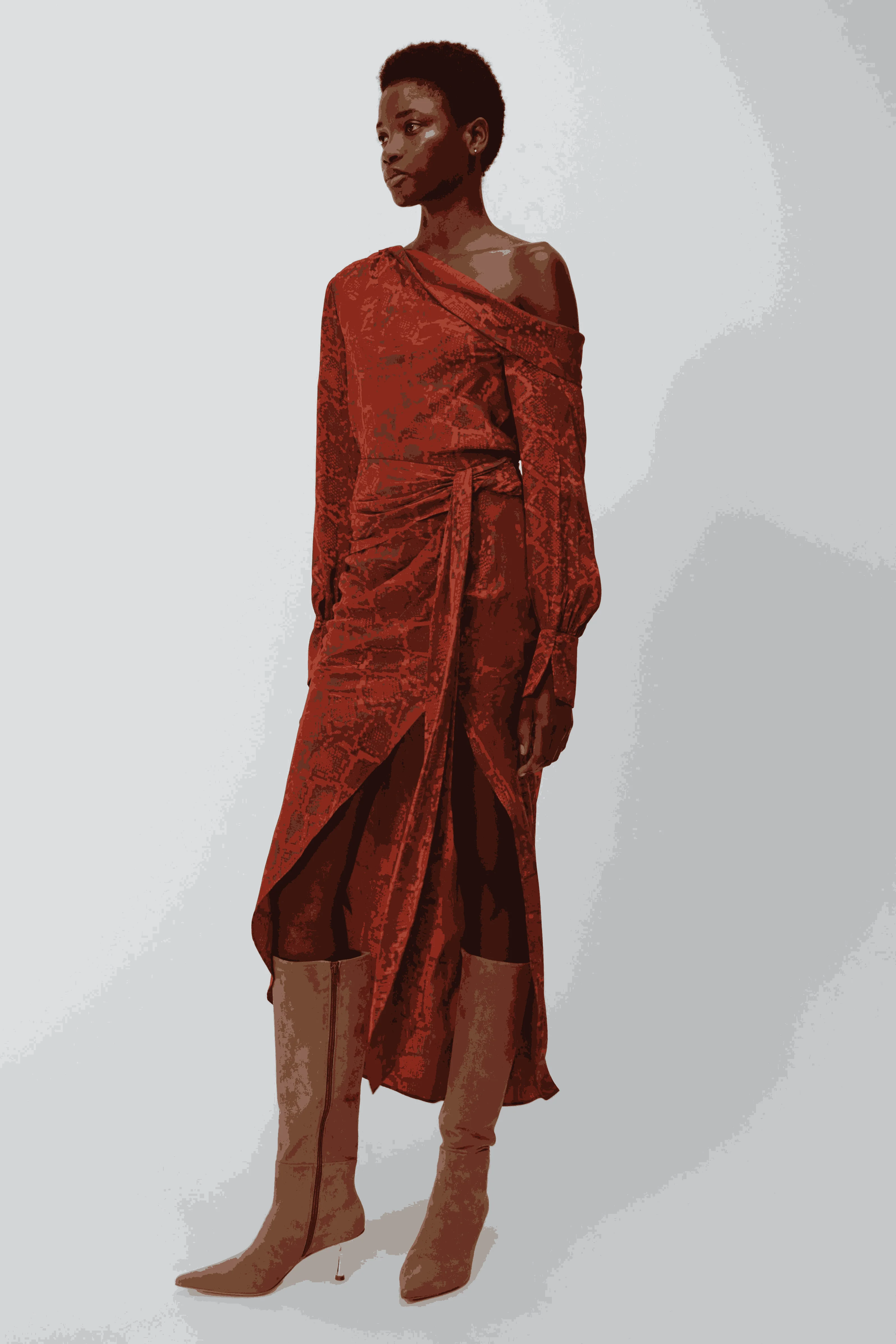 Midi Falda Elisabetta Draped  Carmine Python - Image 3