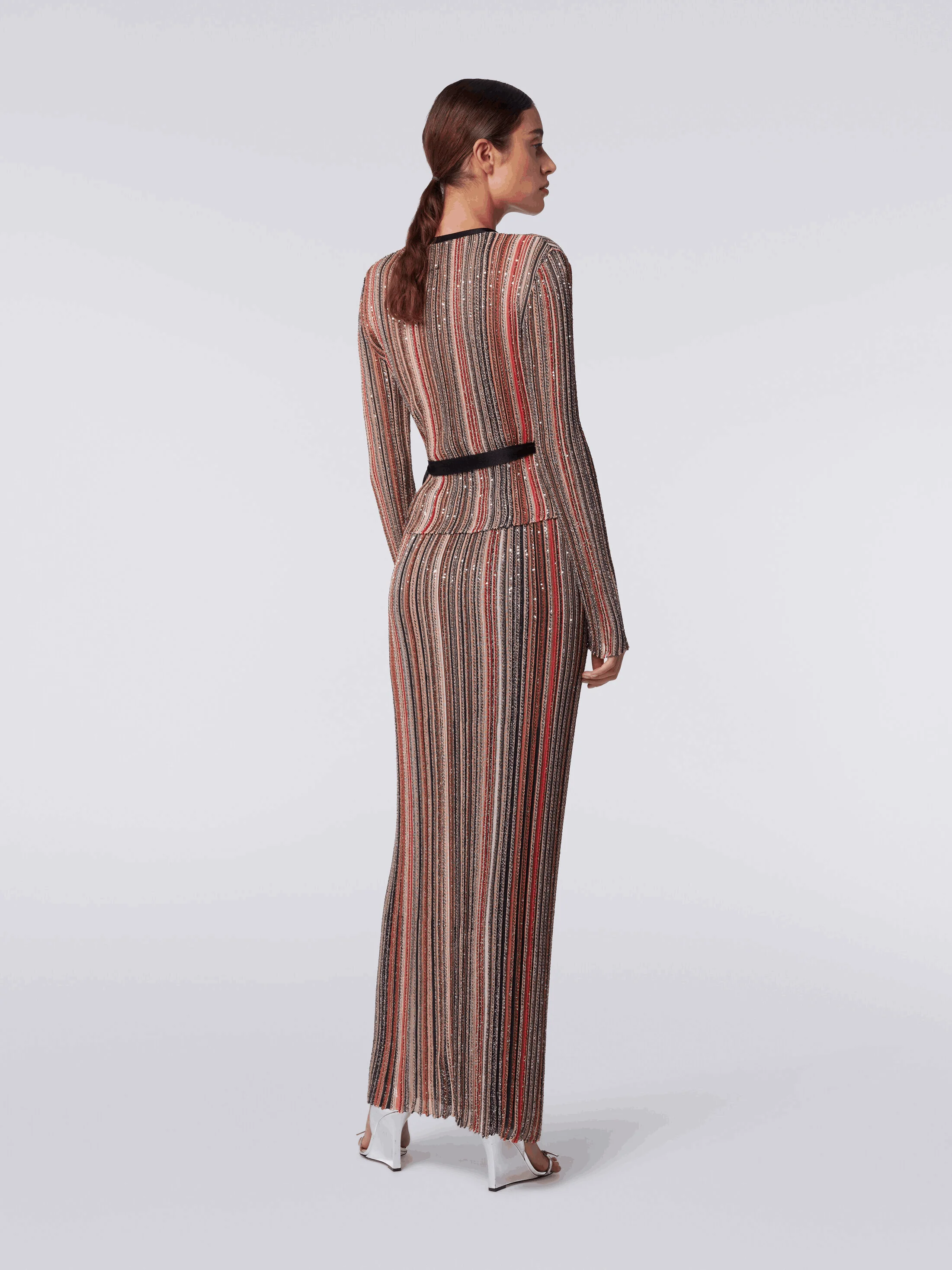 Maxi Falda Plisada A Rayas Verticales Con Lentejuelas - Image 3