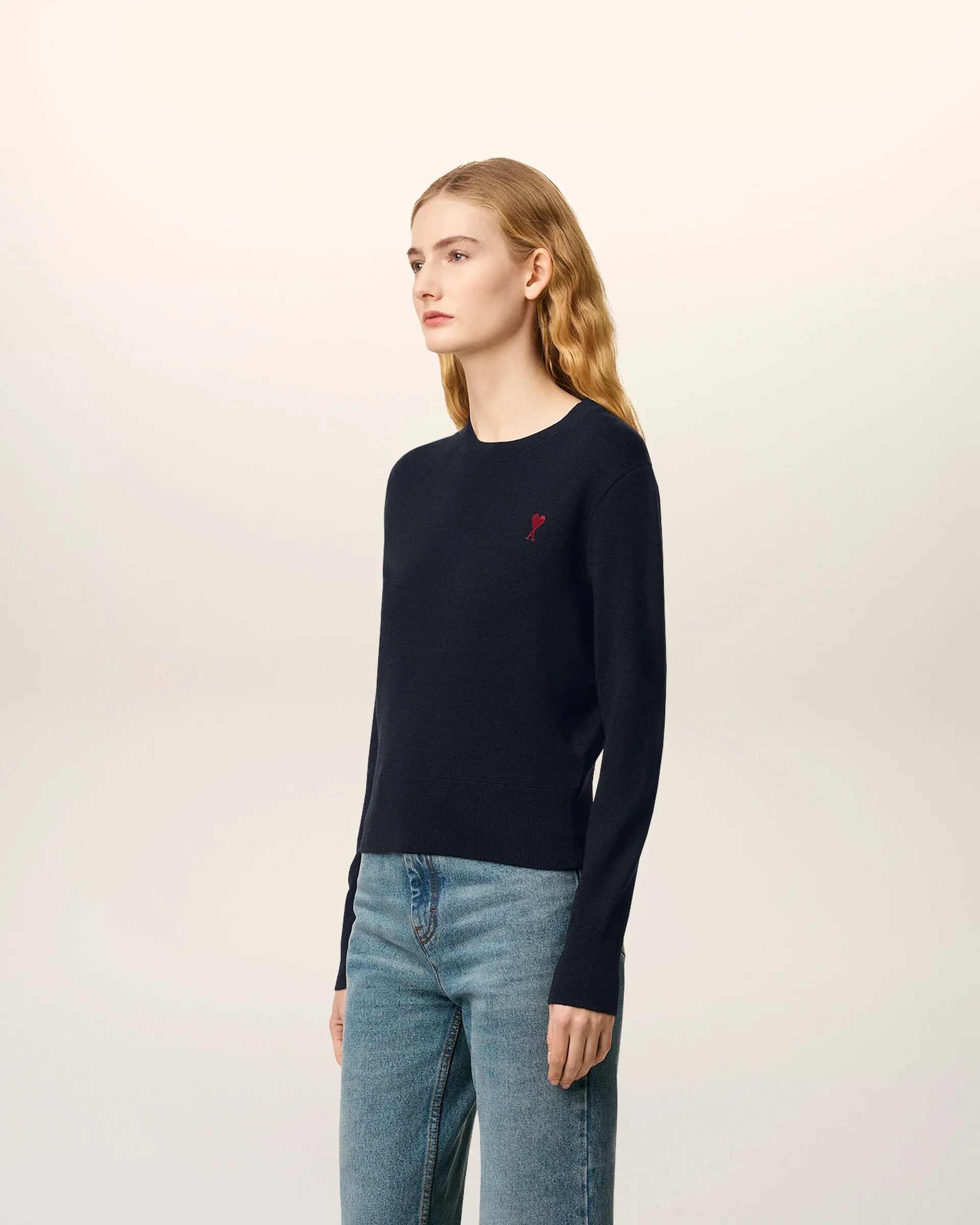Jersey Crewneck With Contrasted Ami De Coeur - Image 3