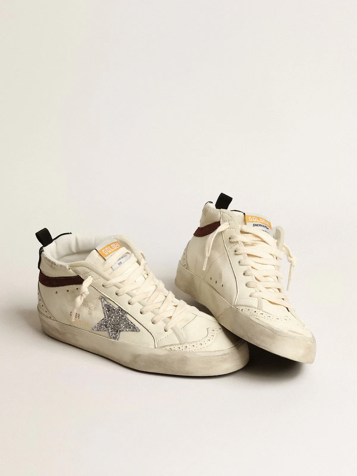 Zapatillas Golden Goose Mid Star Nappa Leather Glitter Star Suede Heel Mujer - Image 2
