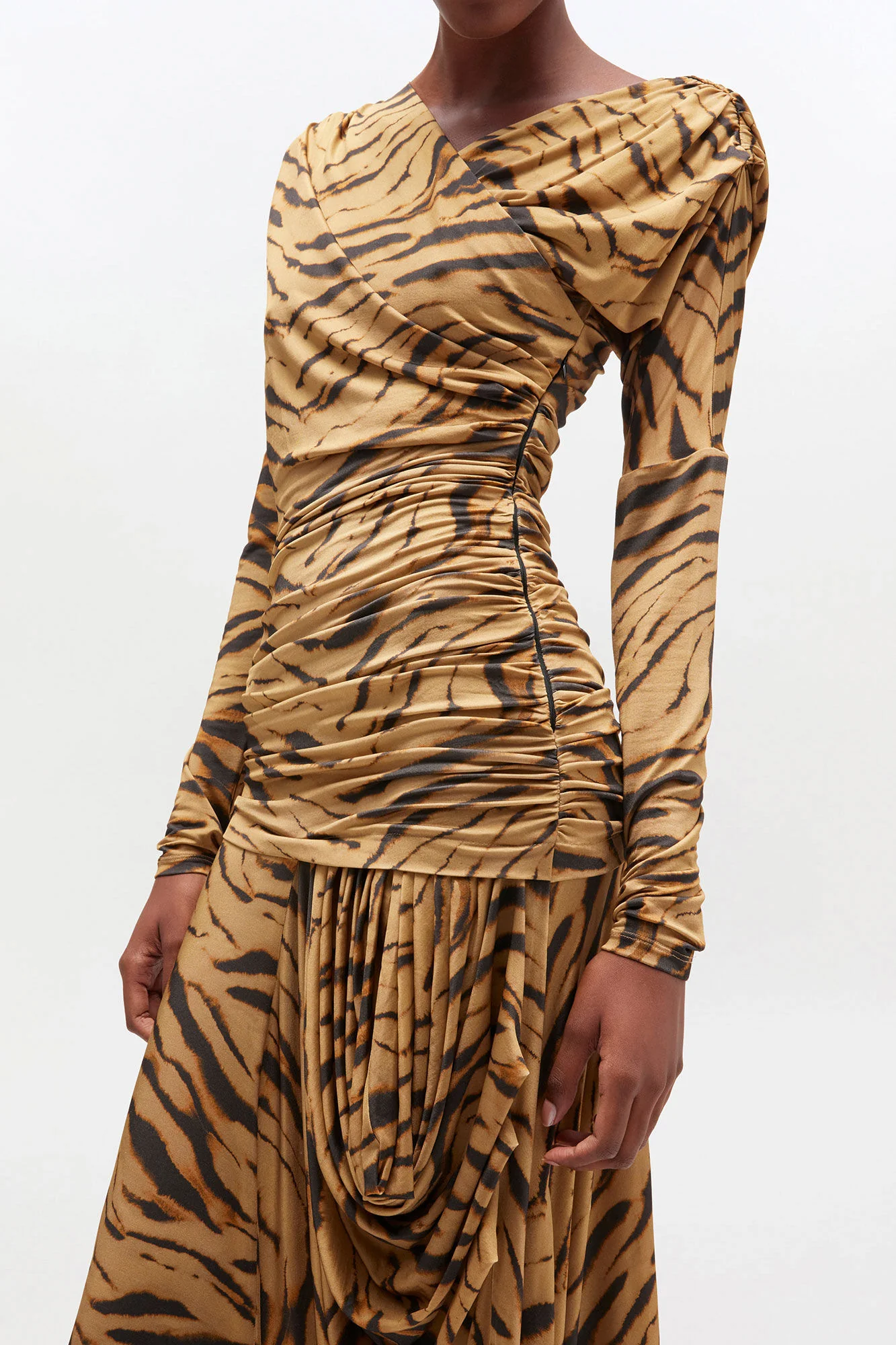 Midi Vestido Printed Shiny Jersey Ruched - Image 2
