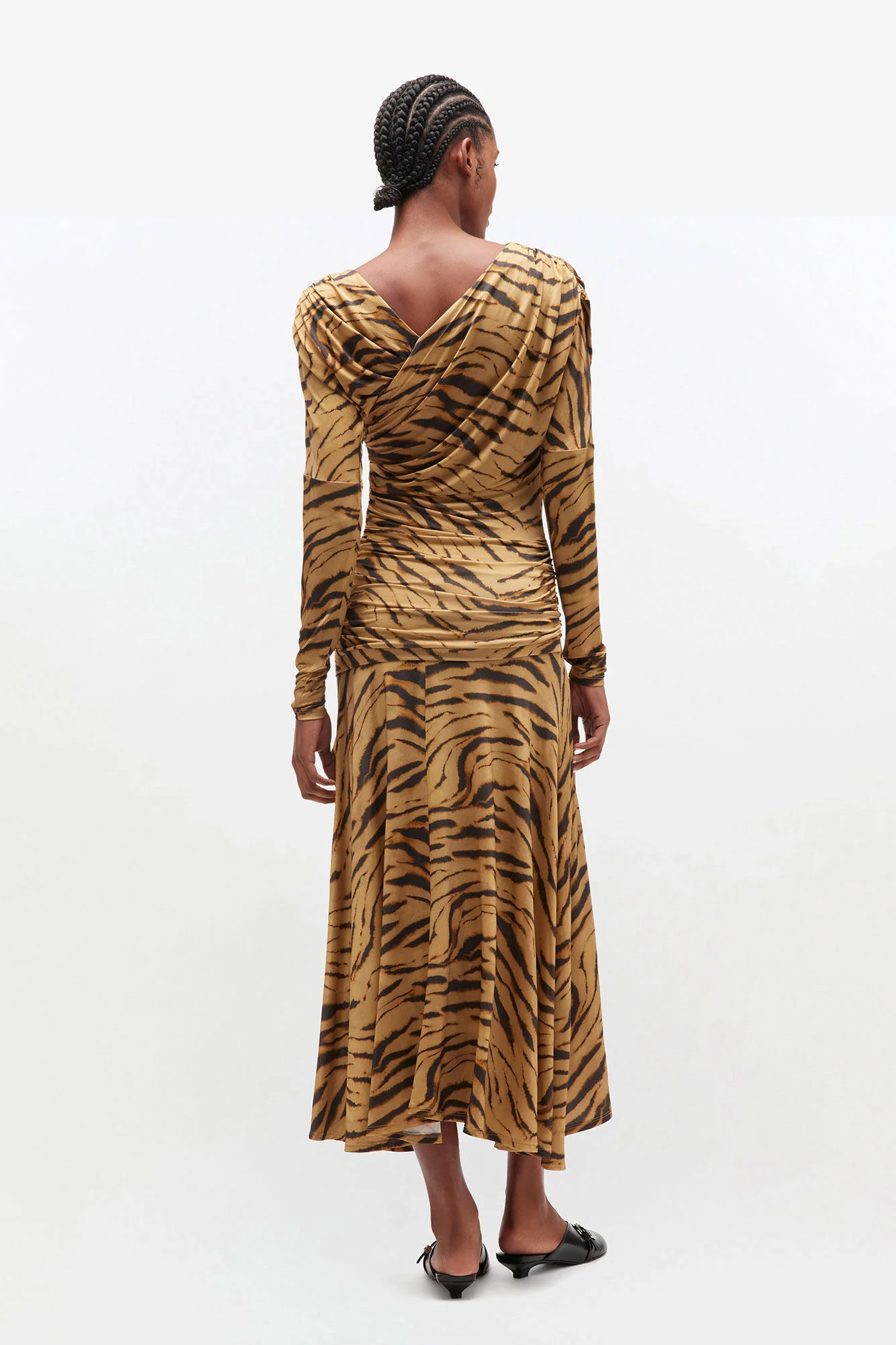 Midi Vestido Printed Shiny Jersey Ruched - Image 3