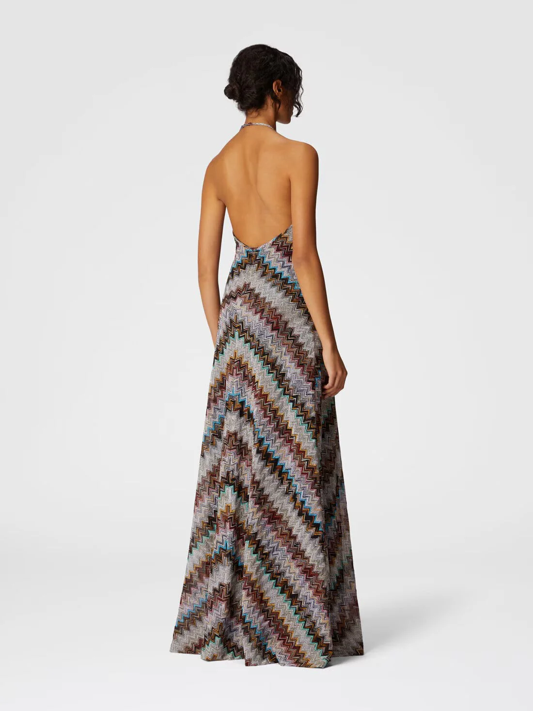 Maxi Vestido en mezcla de viscosa lamé en zig zag - Image 2