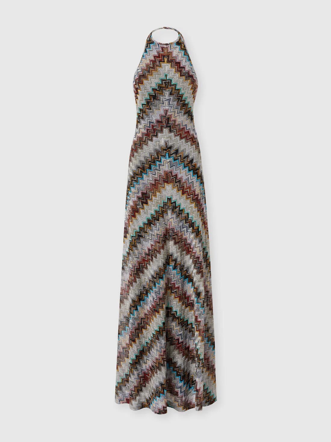 Maxi Vestido en mezcla de viscosa lamé en zig zag - Image 5