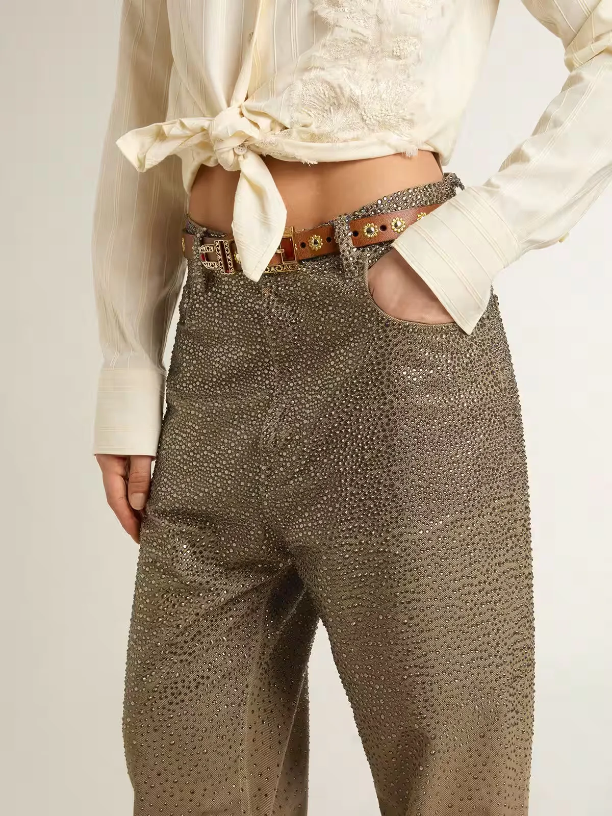 Pantalon Denim Kim Sky Wash With Crystal - Image 3