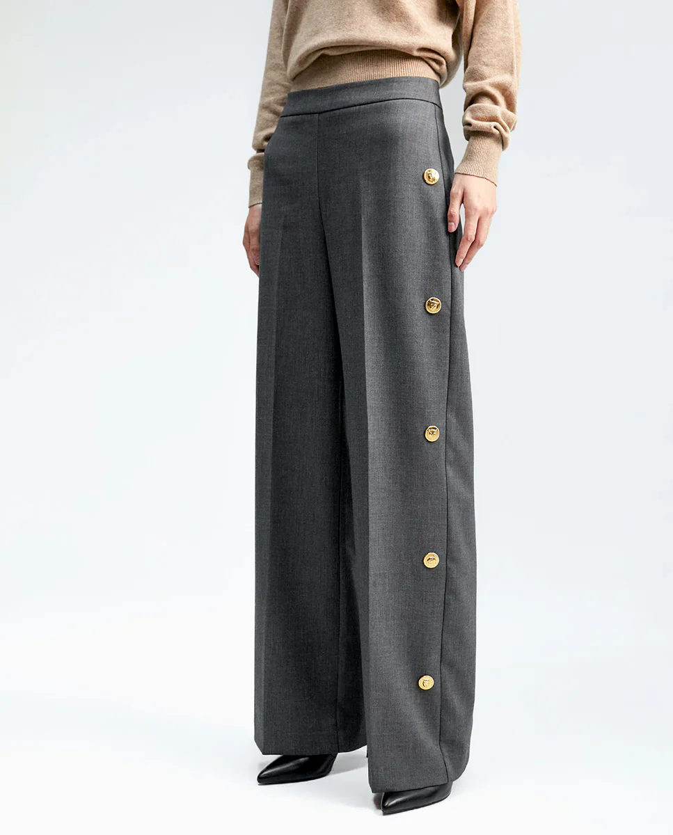 Pantalón Wide-Leg Con Snap-Button Detail - Image 2