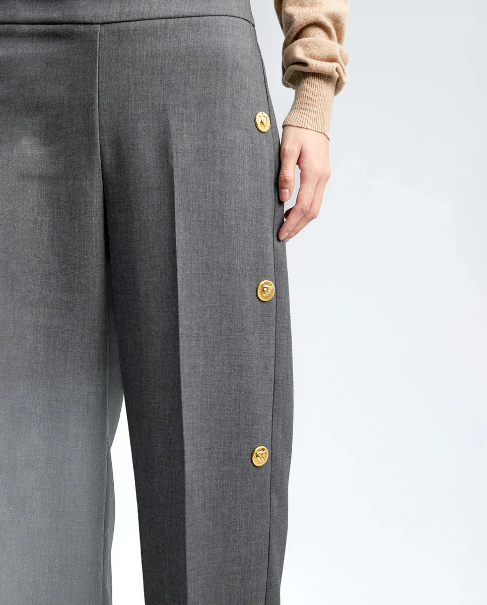 Pantalón Wide-Leg Con Snap-Button Detail - Image 4
