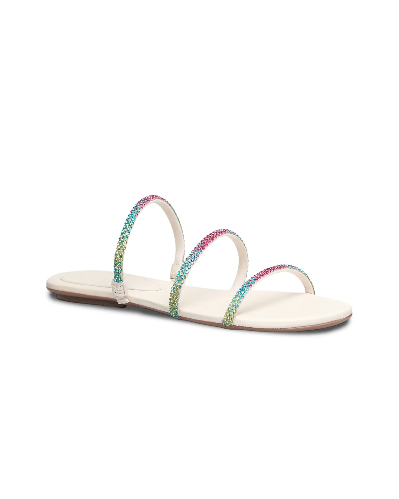 Sandalia Plana Beige Tiras Cristales Multicolor - Image 2