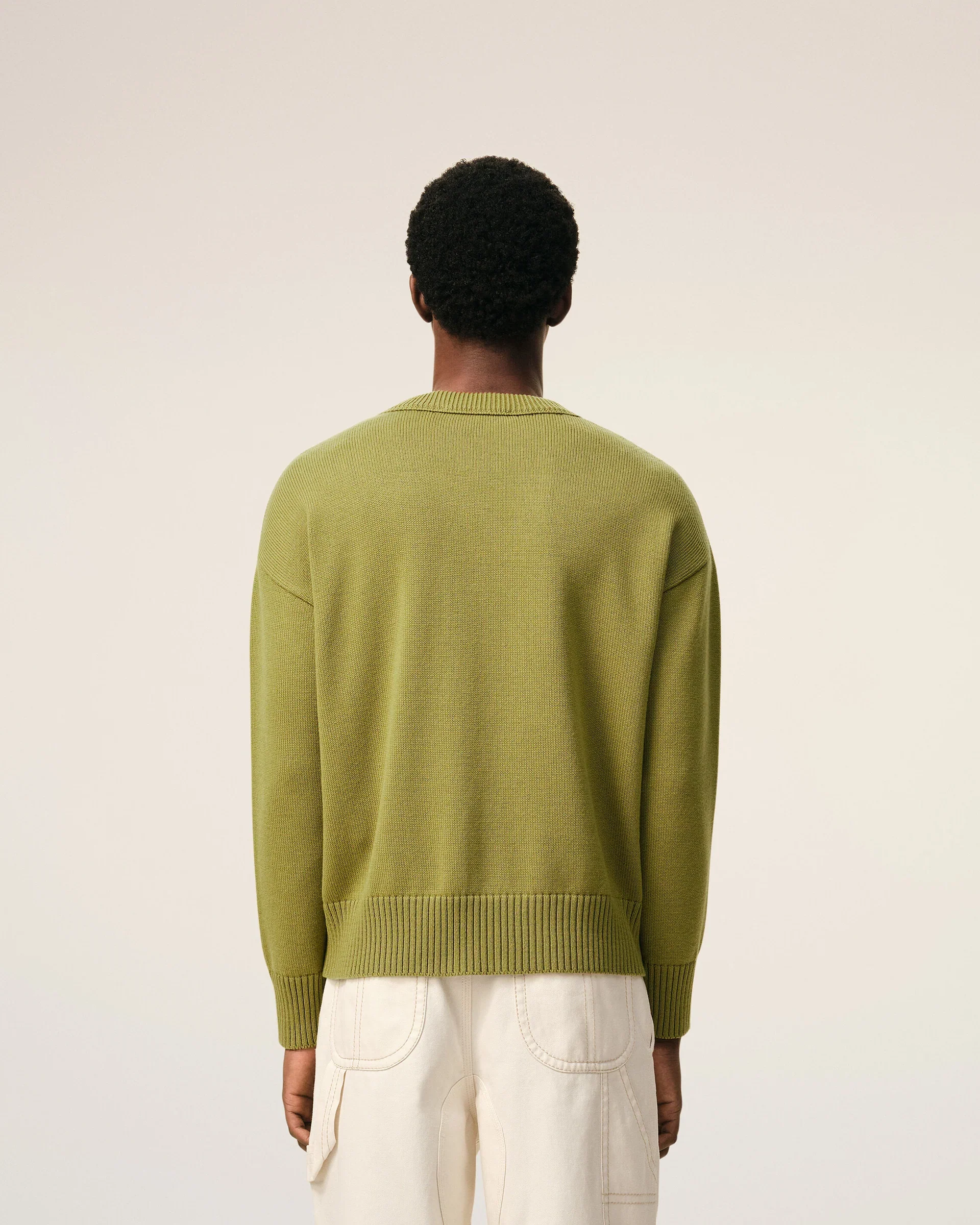 Jersey de cuello redondo de lana y algodón verde Ami De Coeur Unisex - Image 5