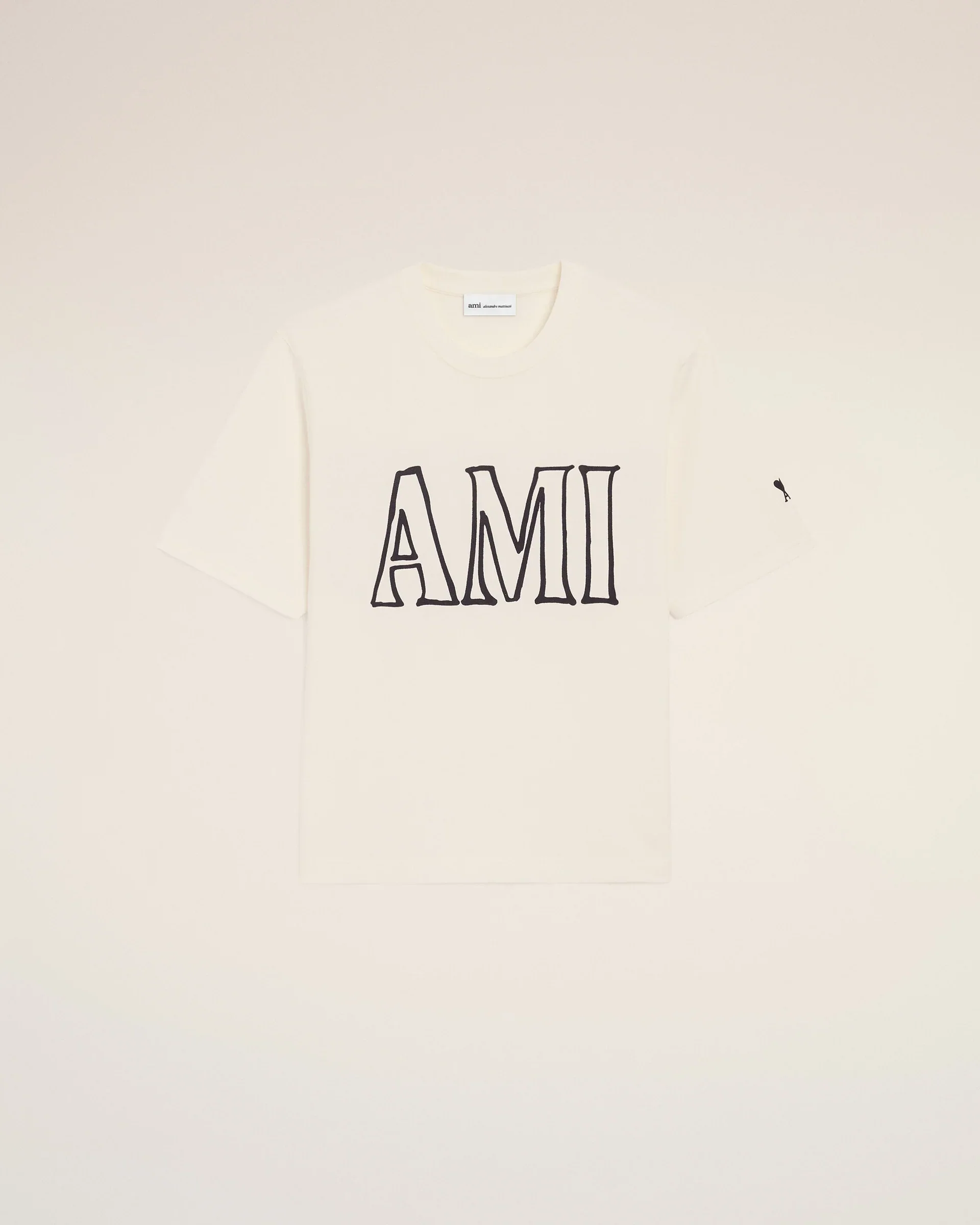 T-Shirt Blanca De Algodón Con Estampado Ami Paris Unisex - Image 7