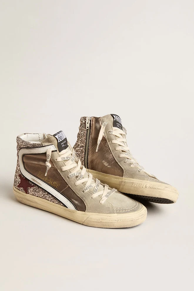 Zapatillas Golden Goose Slide Lamin Glitter Suede Leath Star Wave Mujer - Image 2