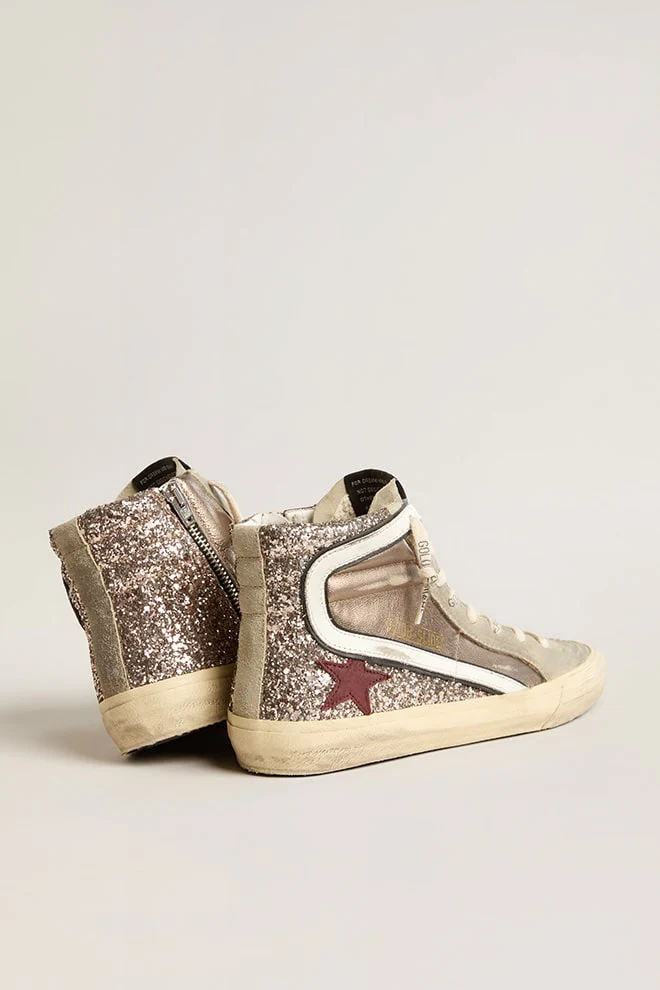 Zapatillas Golden Goose Slide Lamin Glitter Suede Leath Star Wave Mujer - Image 3