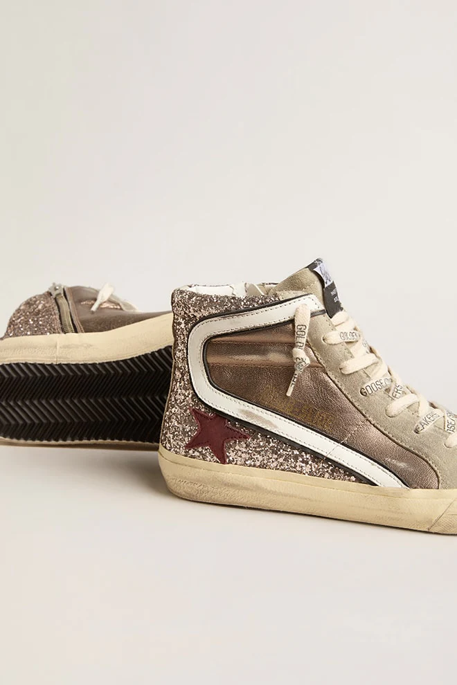 Zapatillas Golden Goose Slide Lamin Glitter Suede Leath Star Wave Mujer - Image 4
