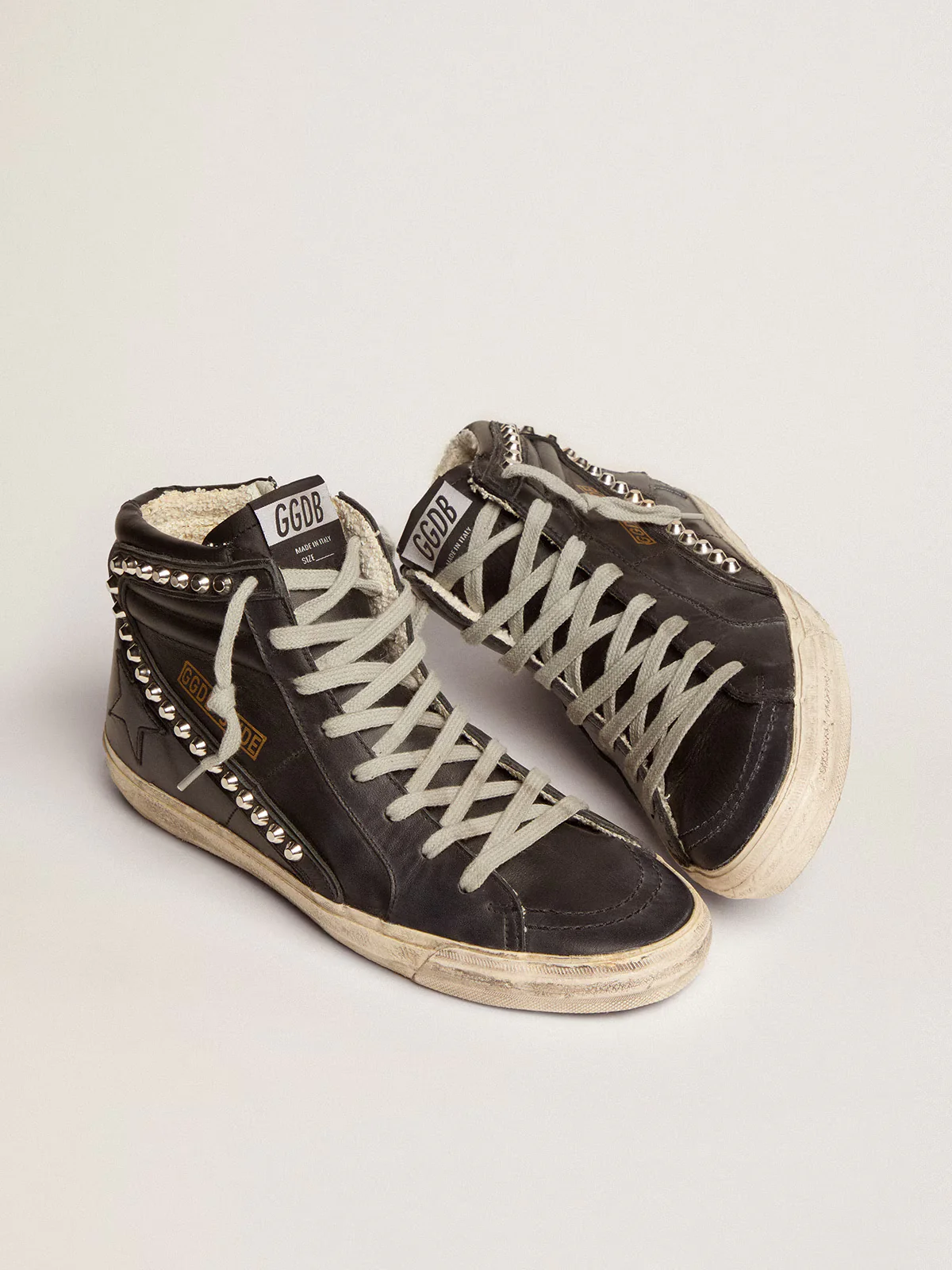 Zapatillas Golden Goose Slide Leather Upper Star List Wave Studs Mujer - Image 2