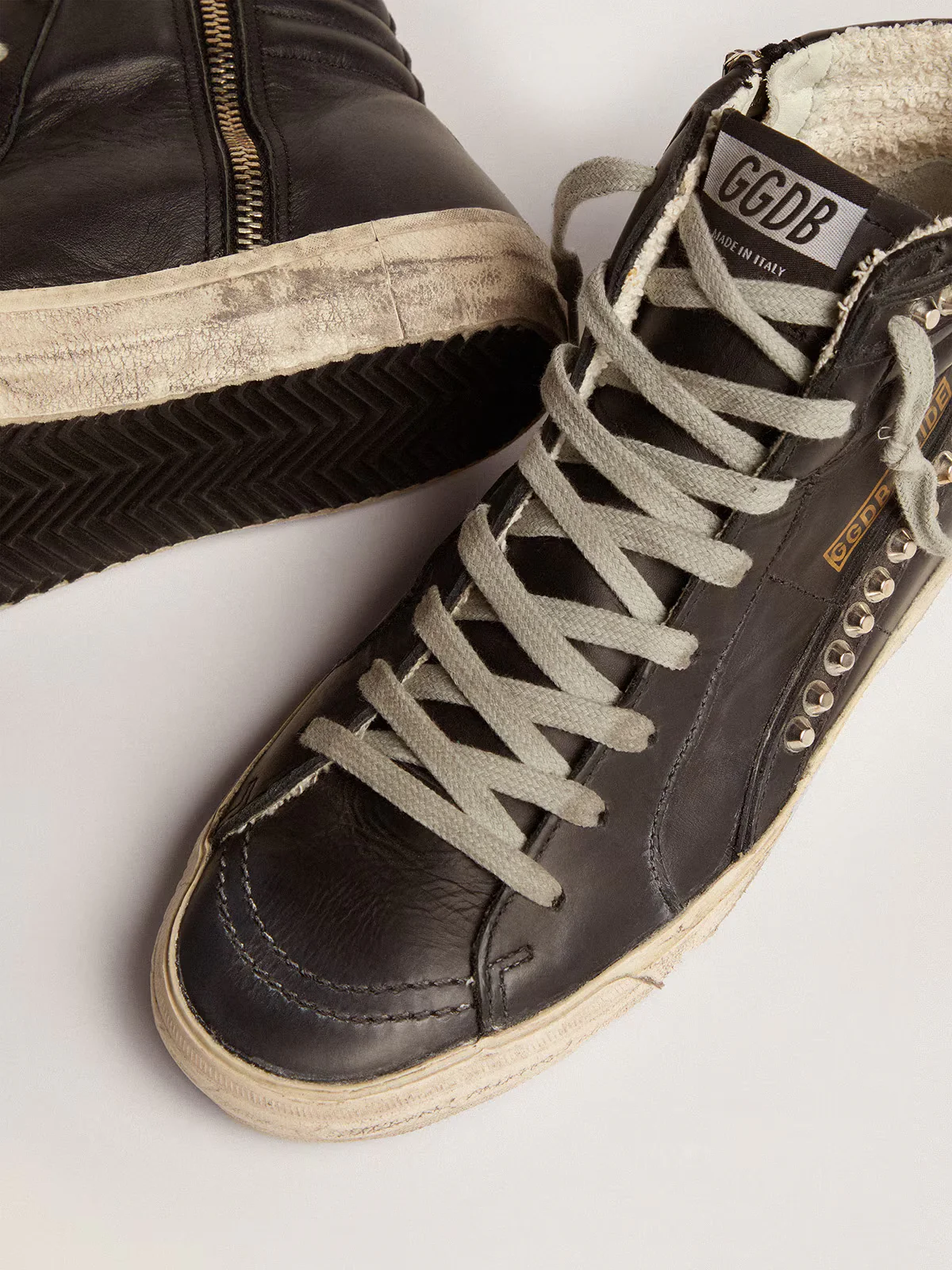 Zapatillas Golden Goose Slide Leather Upper Star List Wave Studs Mujer - Image 4