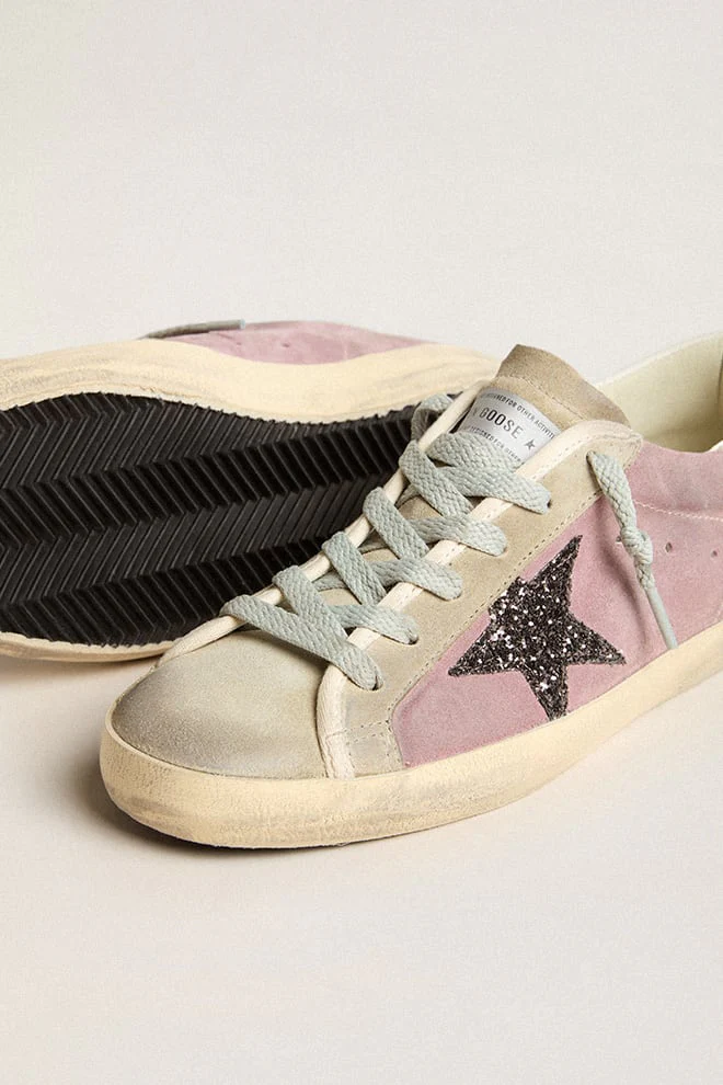 Zapatillas Golden Goose Super Star Suede Glitter Star Leather Heel Mujer - Image 3