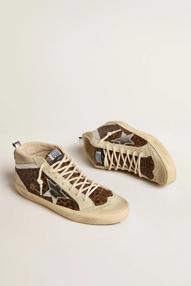 Zapatillas golden Goose Mid Star Leopard Leath Mirror Fabric Star Mujer - Image 2