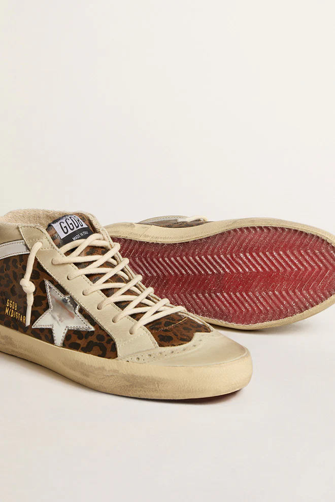 Zapatillas golden Goose Mid Star Leopard Leath Mirror Fabric Star Mujer - Image 3