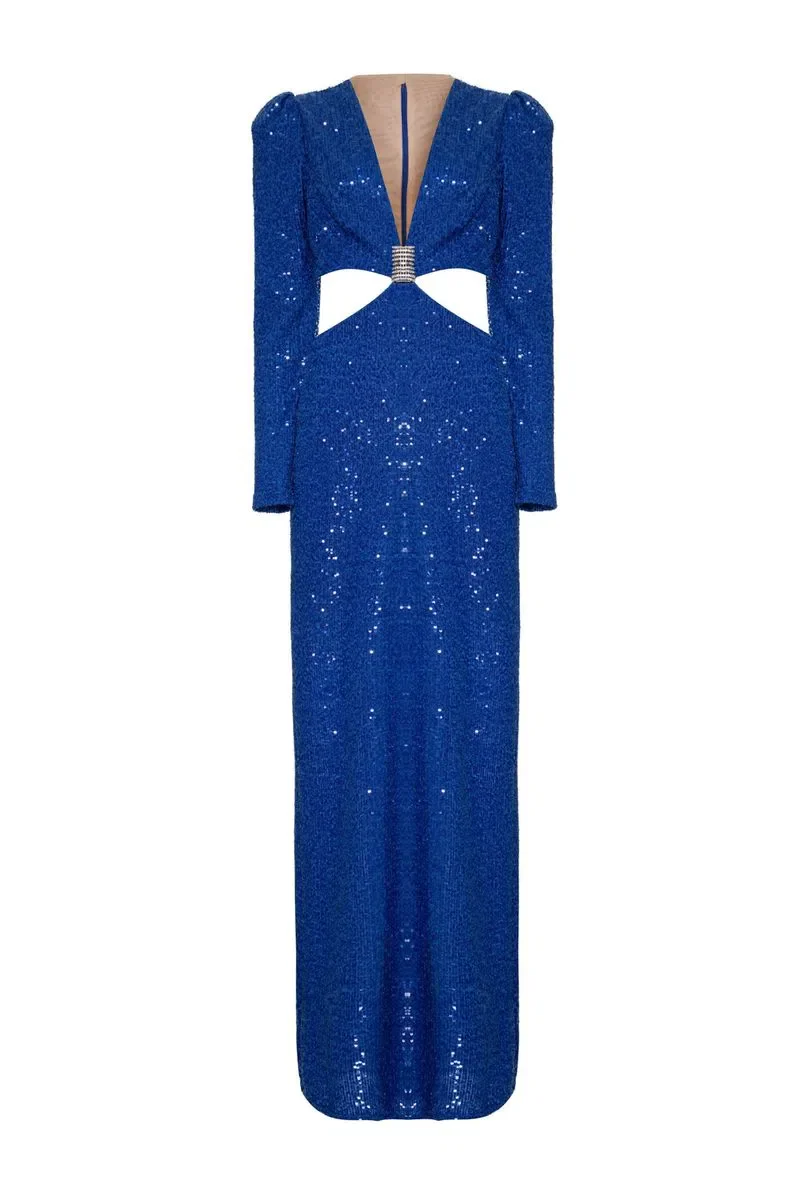 Maxi Vestido Cut Out Azul - Image 3