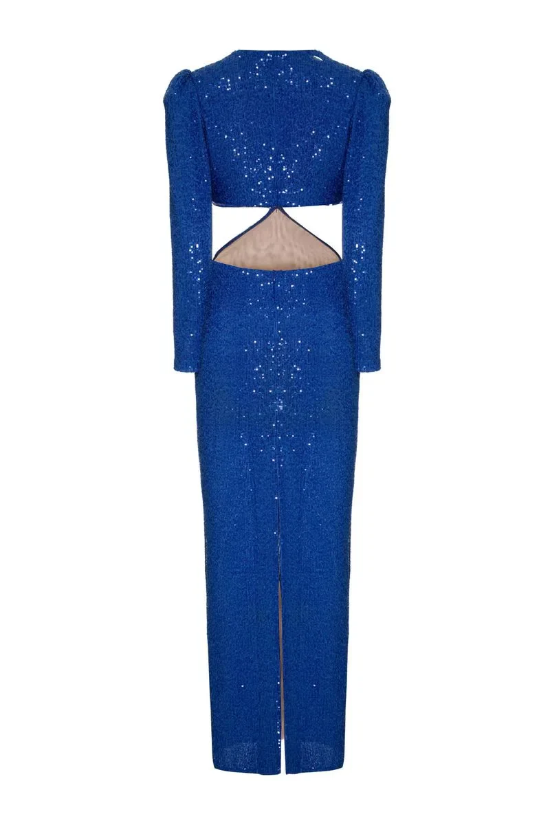 Maxi Vestido Cut Out Azul - Image 4