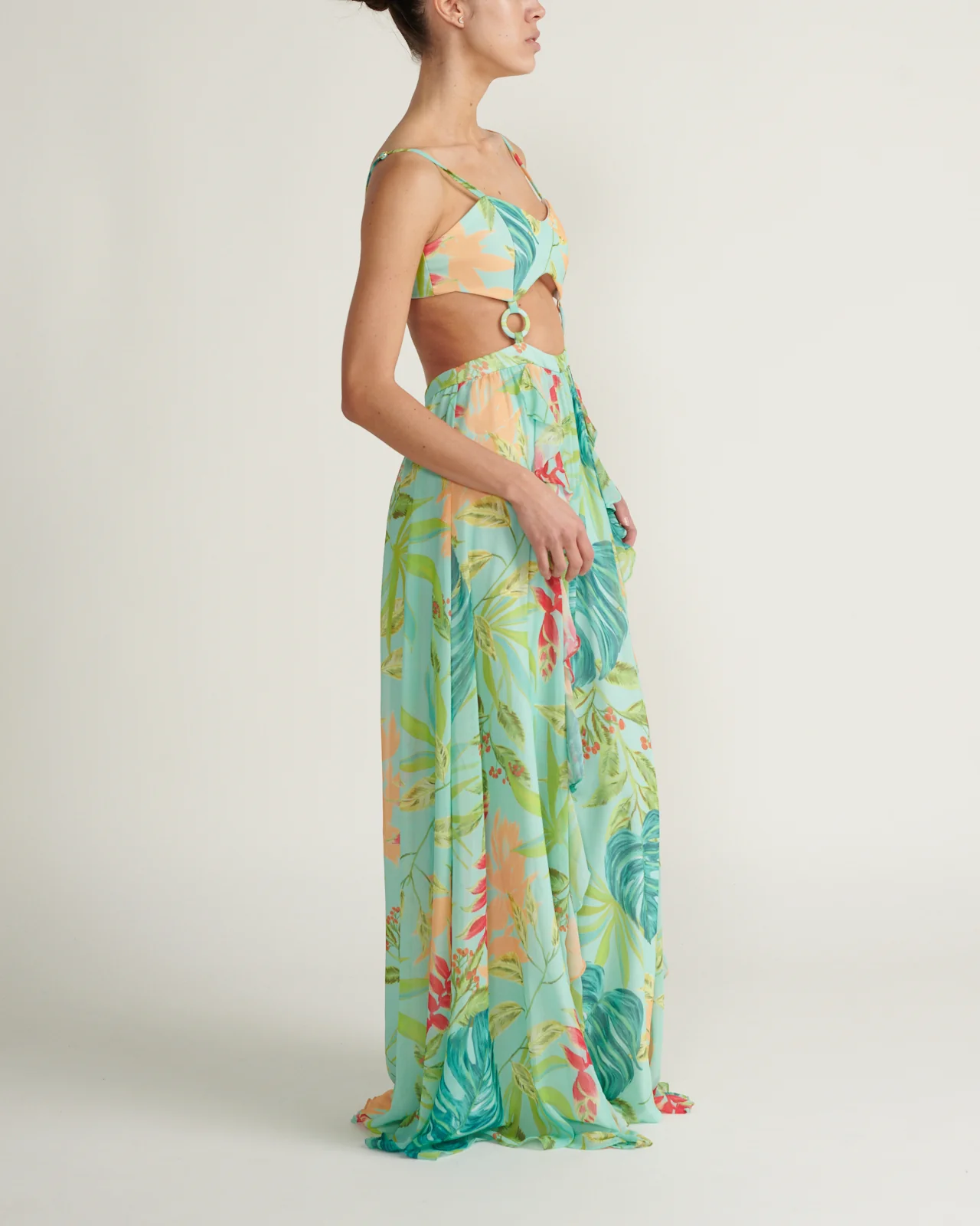 Maxi Vestido Maxi Print Cut Out Verde - Image 3