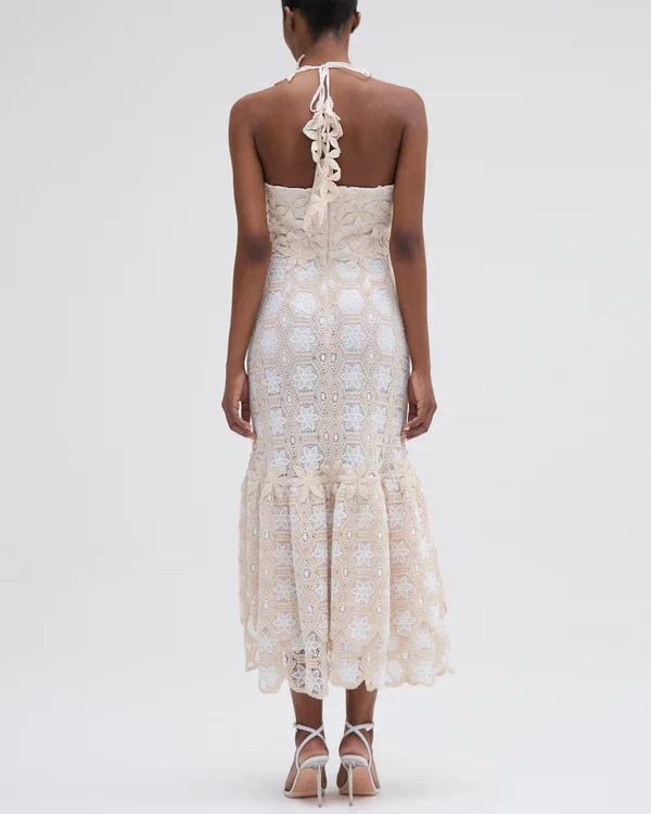 Midi Vestido Midi De Crochet Natural - Image 4