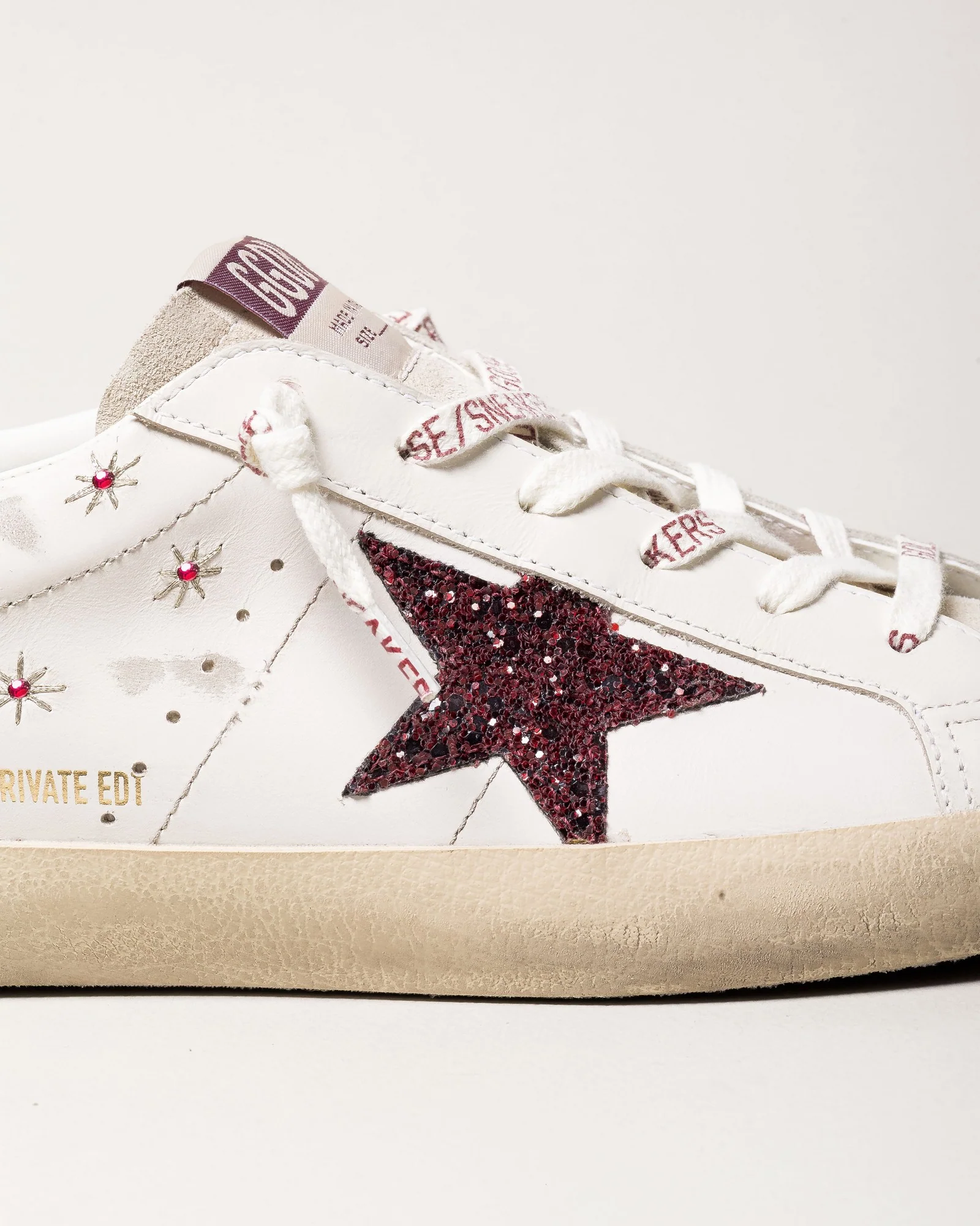 Zapatilla Golden Goose Super Star Leather Embroidery Glitter Star Heel Mujer - Image 4