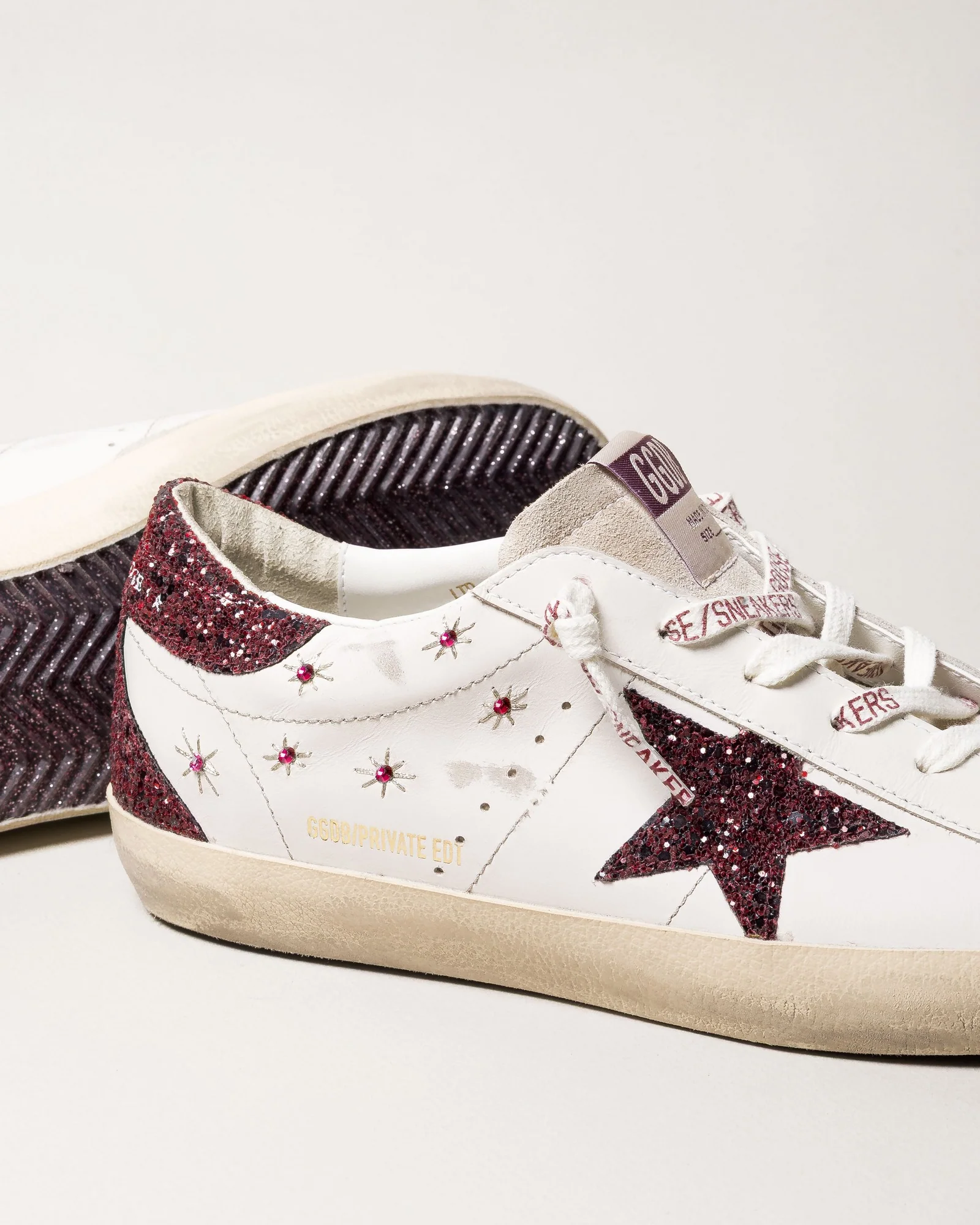 Zapatilla Golden Goose Super Star Leather Embroidery Glitter Star Heel Mujer - Image 5