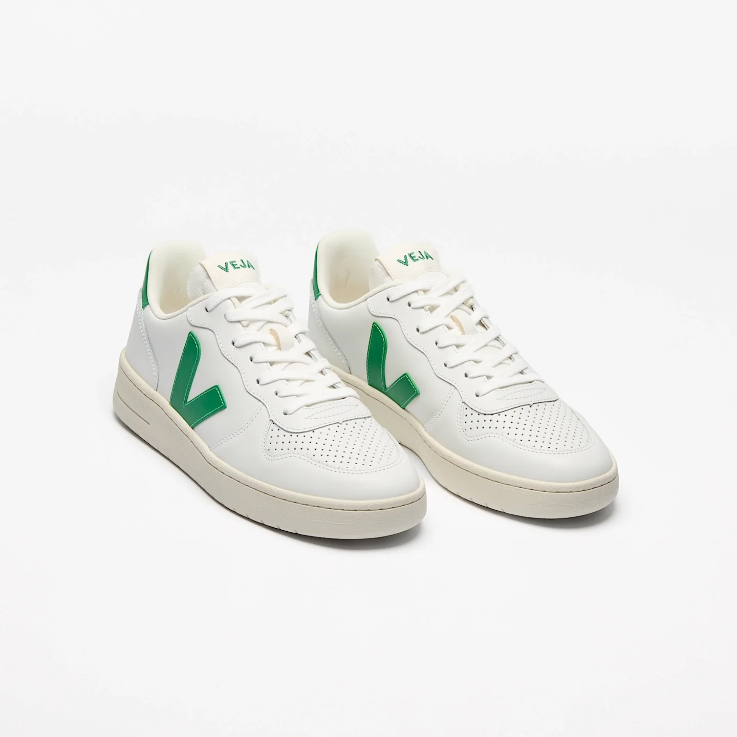 Zapatillas Veja De Hombre V-10 Leather White Emeraude - Image 2