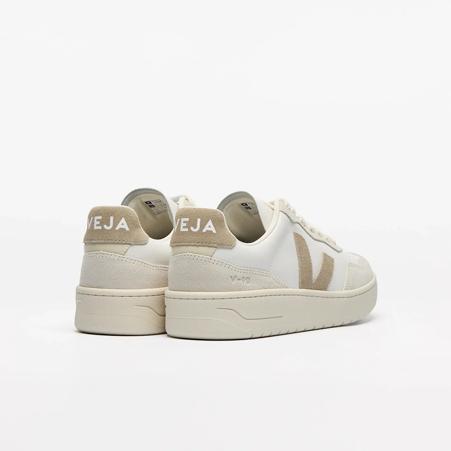 Zapatillas Veja De Hombre V-90 Leather White Taupe - Image 2