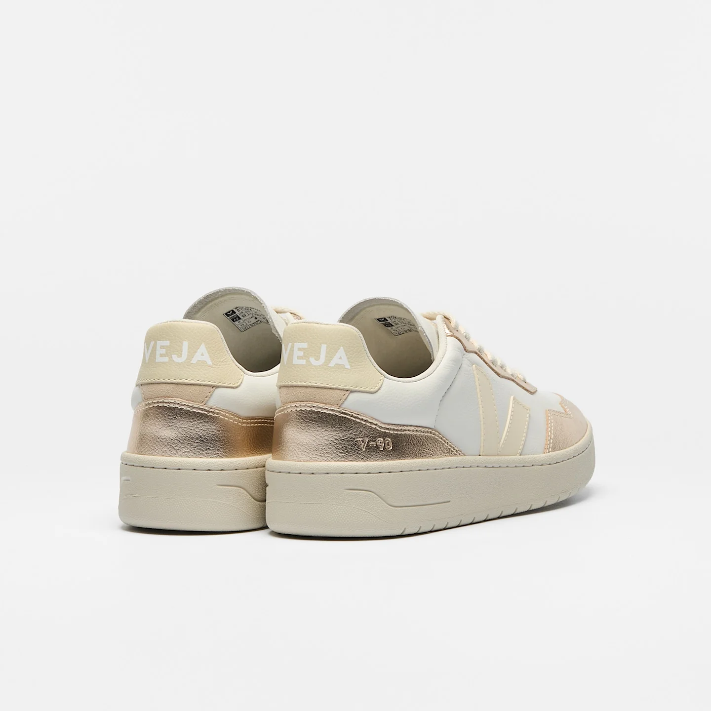 Zapatillas Veja De Mujer V-90 Leather White Calcaire Platine - Image 3
