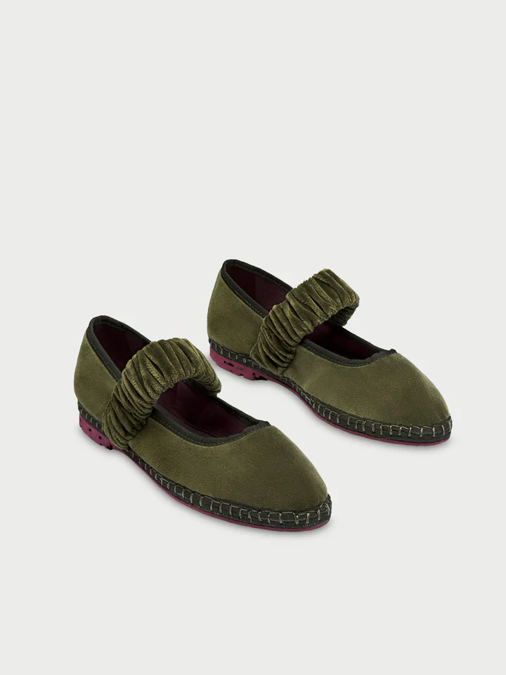 Ballerinas Mafalda Velvet Olive - Image 2