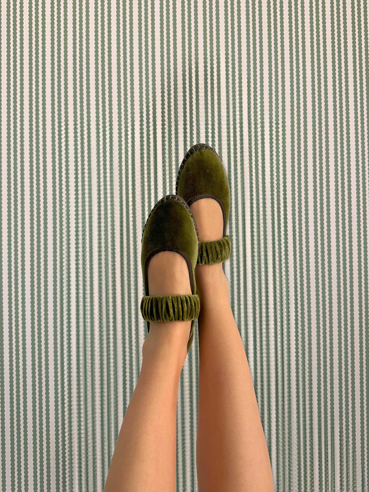 Ballerinas Mafalda Velvet Olive - Image 4